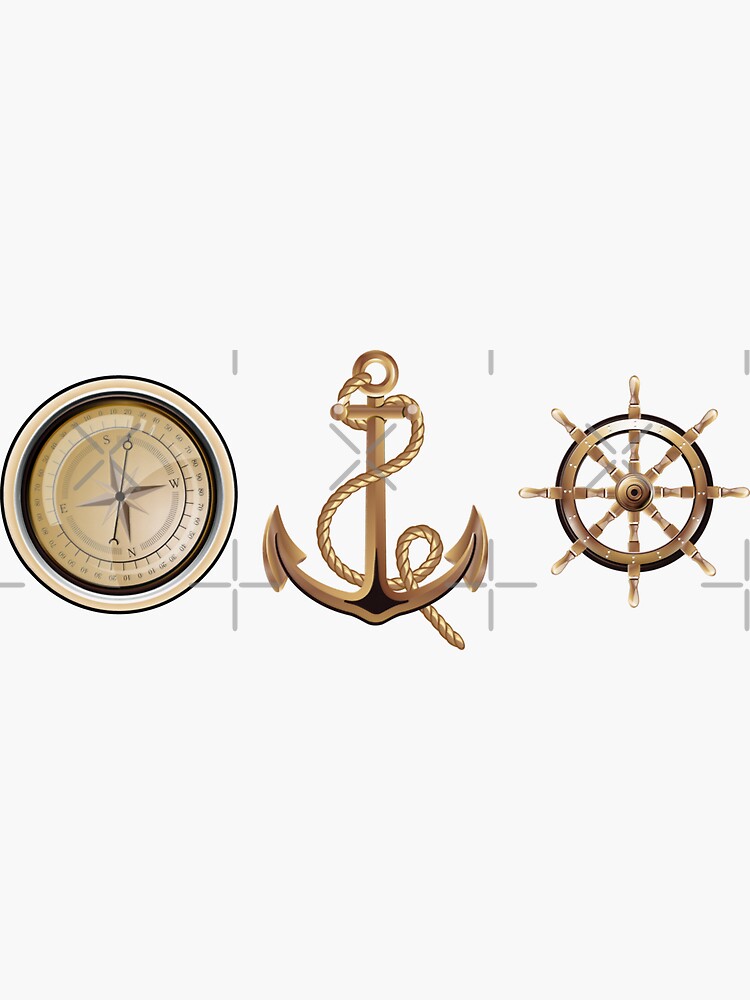 "Nautical Symbols" Sticker for Sale by CafePretzel Redbubble