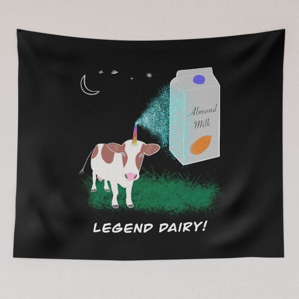 Artikelvorschau, Cartoon Einhorn Kuh und Mandelmilch - Legend Dairy! entworfen und verkauft von Cosmic-Ferret.