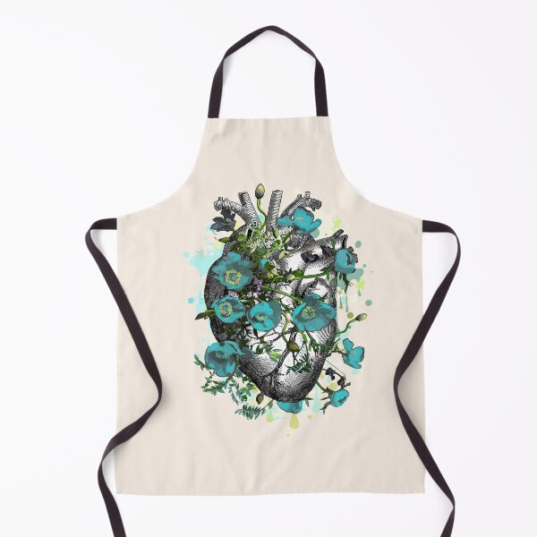 Item preview, Floral Human heart with  Turquoise blue color anemones, watercolor designed and sold by Collagedream.