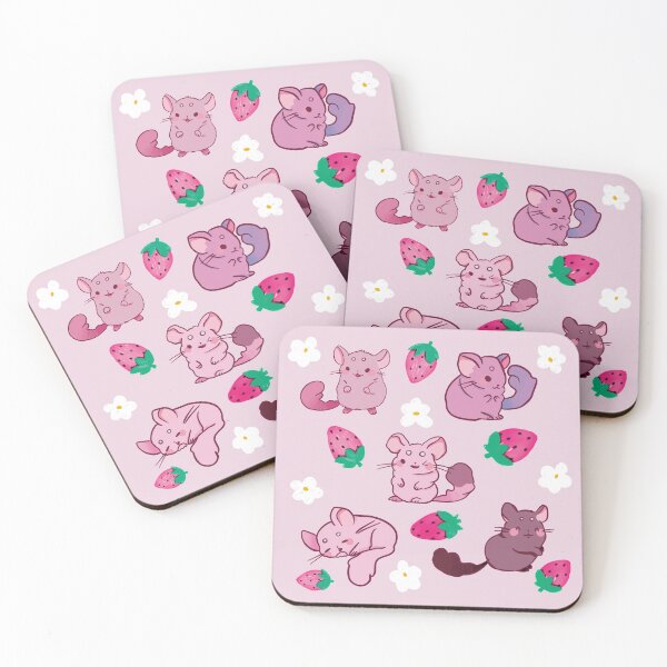 Item preview, Chinchilla- Cute Pink and White Cartoon Animal Pattern designed and sold by TheRainbowRoom.