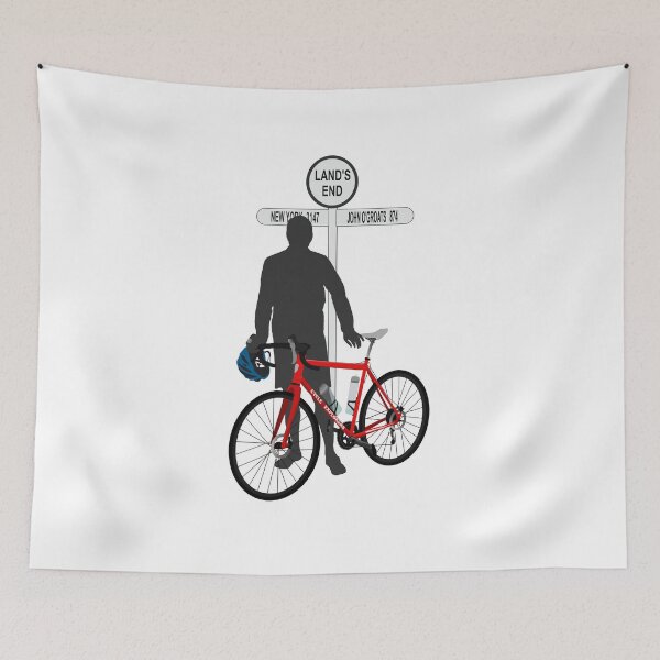 Item preview, Land's End Signpost Male cyclist red bike designed and sold by cycleexplorers.