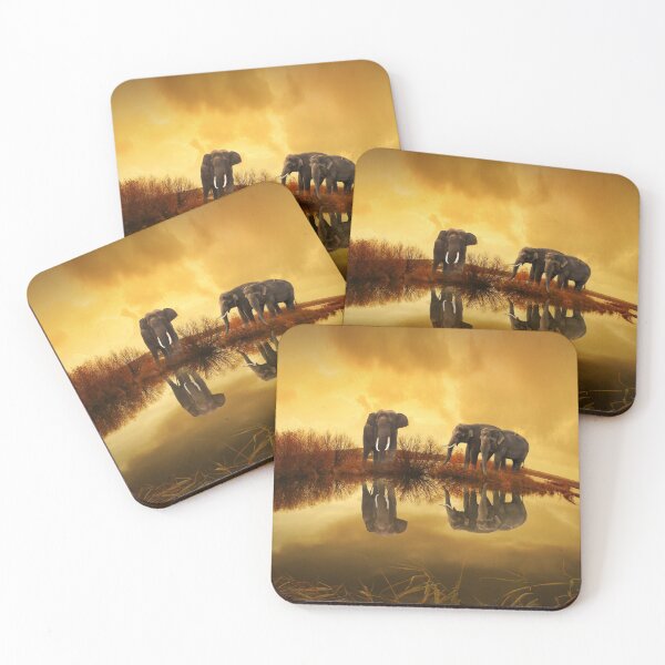 Item preview, elephants sunset reflection lake designed and sold by josephfanous.