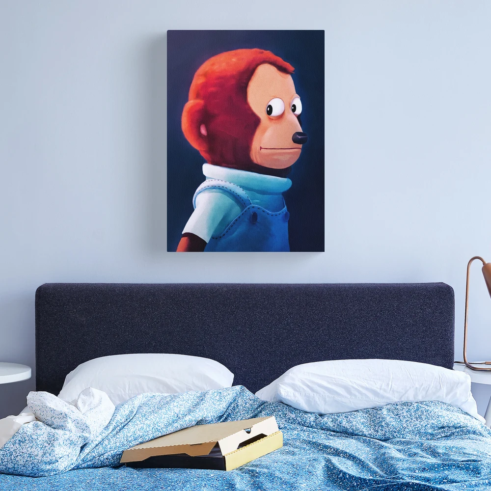 Custom Cap - Monkey Puppet - Monkey Looking Away Meme Portrait Canvas Print  By Lornekeyes - Artistshot