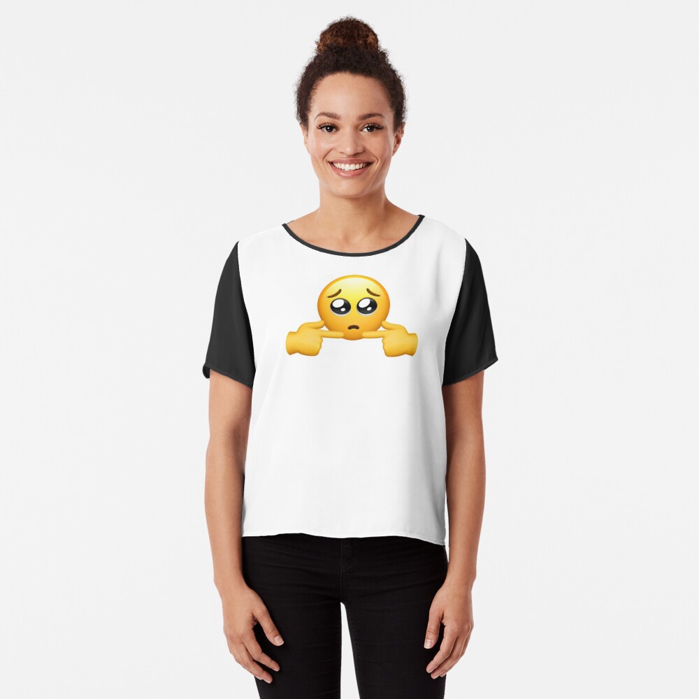 Shy uwu emoji face tik tok meme sad shy T-Shirts sold by ShopAkonna, SKU  41293875