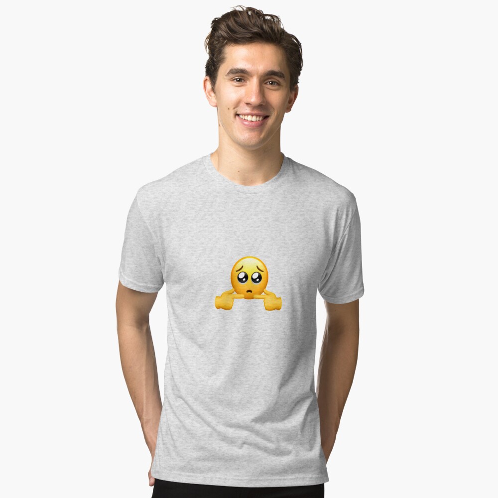 Shy uwu emoji face tik tok meme sad shy T-Shirts sold by ShopAkonna, SKU  41293875