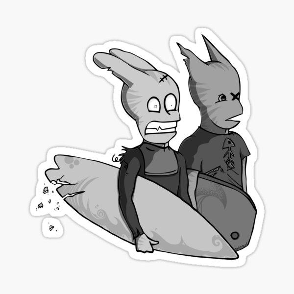 Surf Hardcore (noir et blanc) Sticker