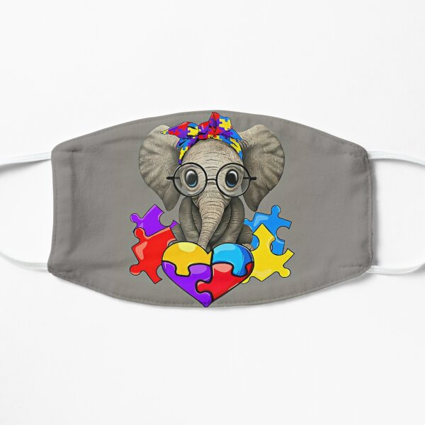 Autism Awareness Cute Elephant Edition Flat Mask