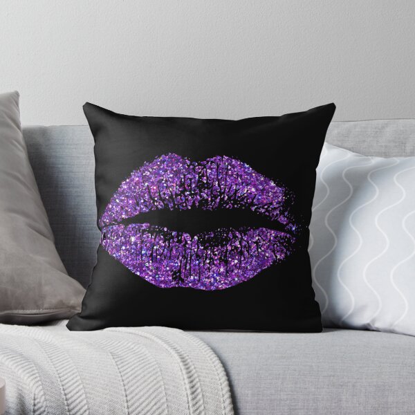 Lèvres élégantes paillettes pourpres Coussin