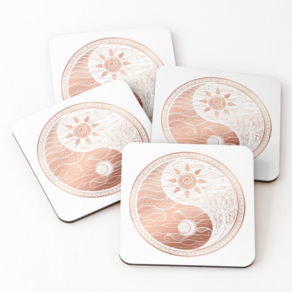 Artikelvorschau, Roségold Rosagold Rotgold Yin Yang Mandala mit Sonne und Mond entworfen und verkauft von Adaba-Spirits.