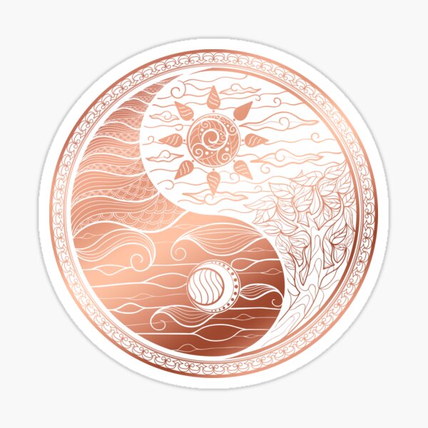 Item preview, Rose gold Yin Yang Mandala Sun and Moon designed and sold by Adaba-Spirits.