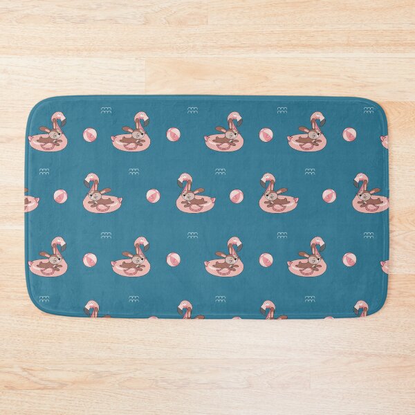 Item preview, Flamingo floatie with beach bunny and beach ball swimming in the waves in the water designed and sold by TrueType.