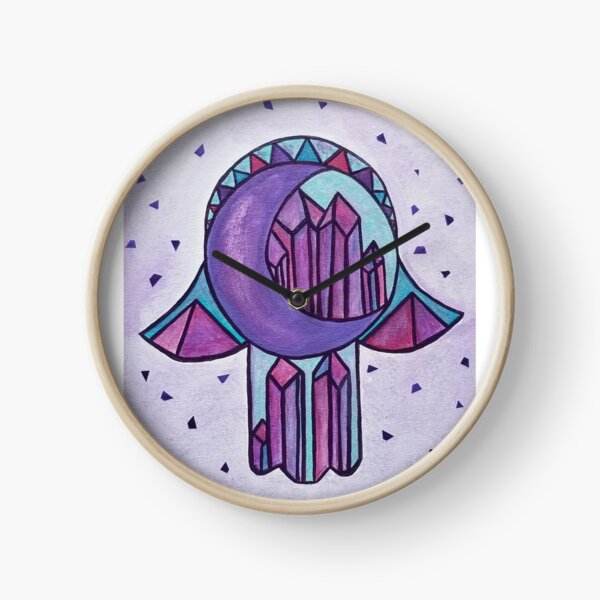 Amethyst Moon Hamsa by Harriette Knight Clock