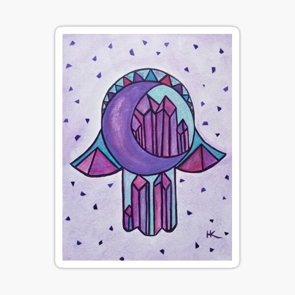 Amethyst Moon Hamsa by Harriette Knight Sticker