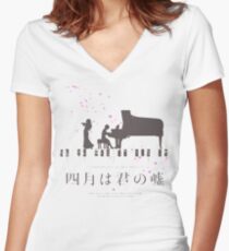 Shigatsu wa Kimi no Uso Women's Fitted V-Neck T-Shirt