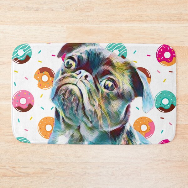 Item preview, falling donuts and black pug  designed and sold by THISPUGVIBE.