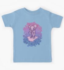 Cute Baby Elephant in pink, purple & blue Kids Tee
