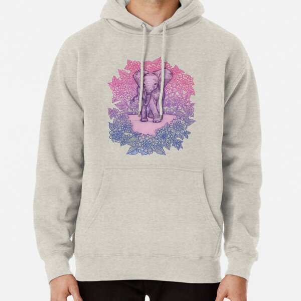 Cute Baby Elephant in pink, purple & blue Pullover Hoodie