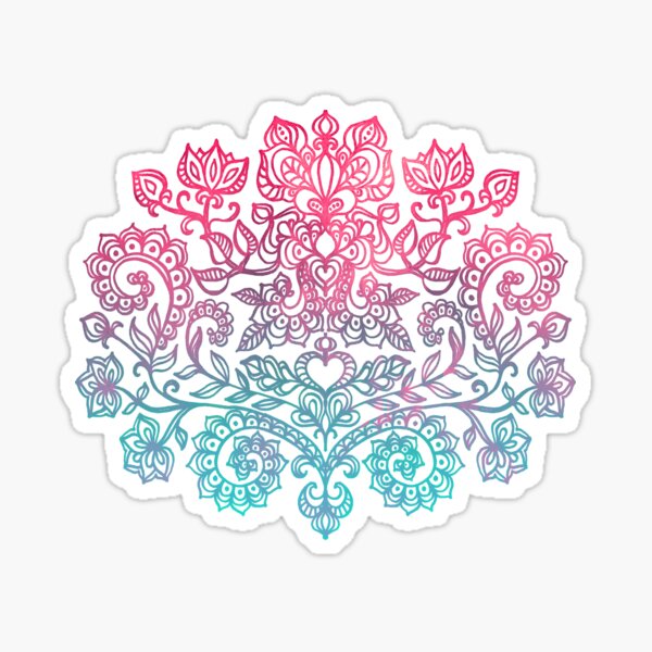 Ombre Folk Art Doodle Sticker