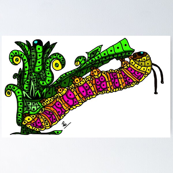 Item preview, Yellow Caterpillar to Butterfly Eating Leaves designed and sold by AriArt78.