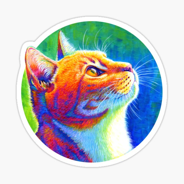Item preview, Anticipation - Psychedelic Rainbow Orange Tabby Cat designed and sold by Rebecca Wang.