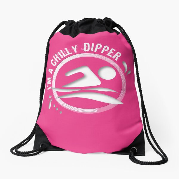 Wild open water swimming, winter bathers and surfers. Chilly Dipper for swimmer swim lovers. Caroline Laursen Original Drawstring Bag