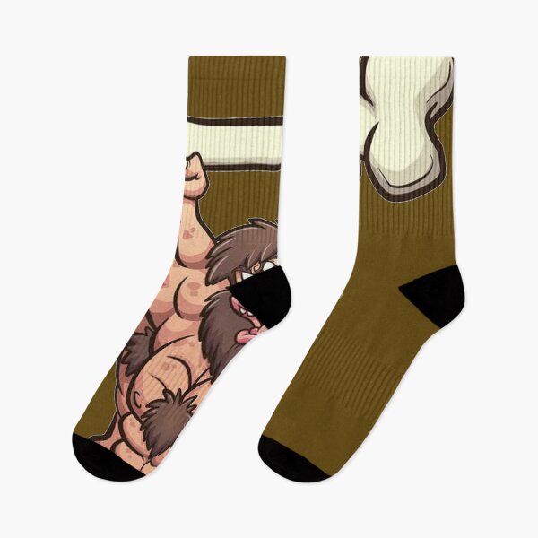 Item preview, Strong cartoon caveman lifting a big bone designed and sold by ESDT.