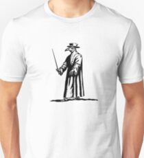 Plague Doctor - Dr. Beak - Black Death - Blackline Unisex T-Shirt