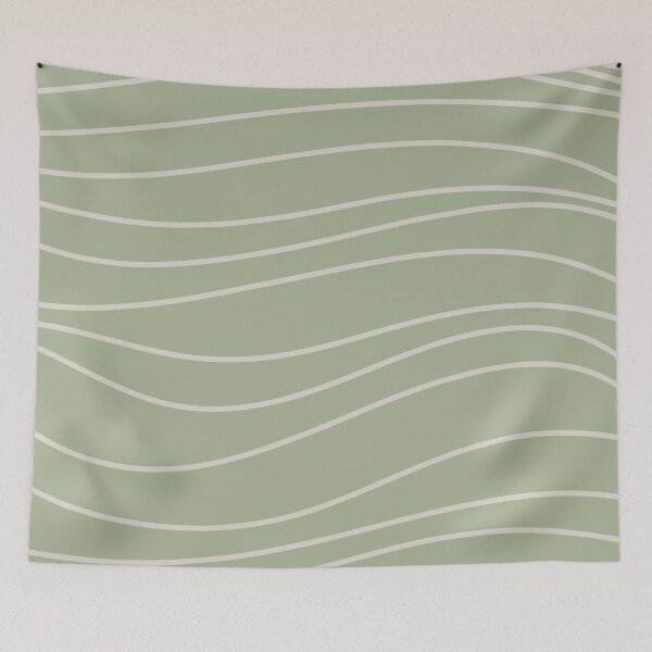 Item preview, Sage Waves - Minimalist Abstract Line Pattern in Sage Green and Beige designed and sold by kierkegaard.