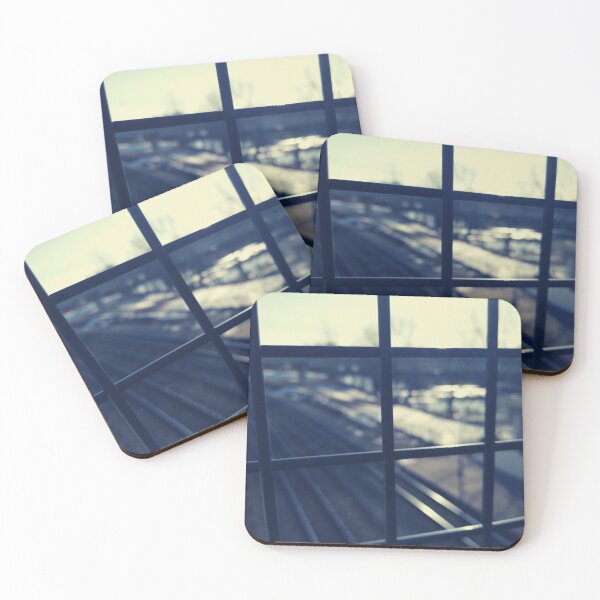 Item preview, View Through a Metal Fence Overlooking  Train Tracks and Buildings designed and sold by Mothe3rd.