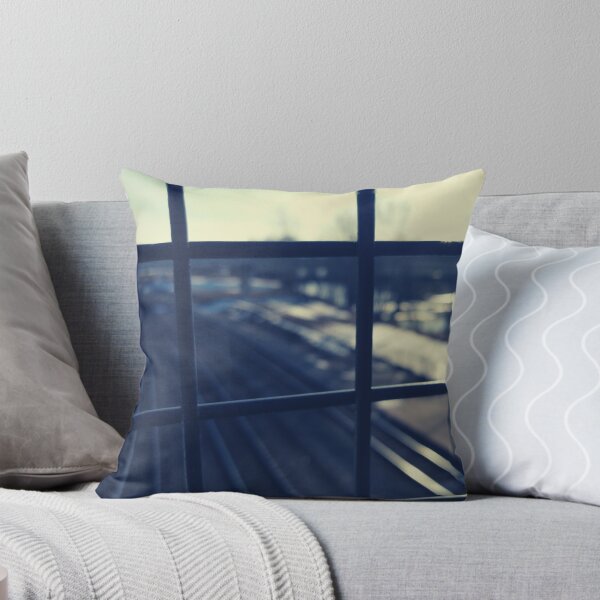 Item preview, View Through a Metal Fence Overlooking  Train Tracks and Buildings designed and sold by Mothe3rd.
