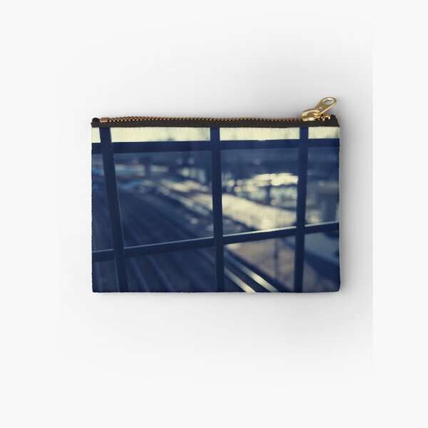 Item preview, View Through a Metal Fence Overlooking  Train Tracks and Buildings designed and sold by Mothe3rd.