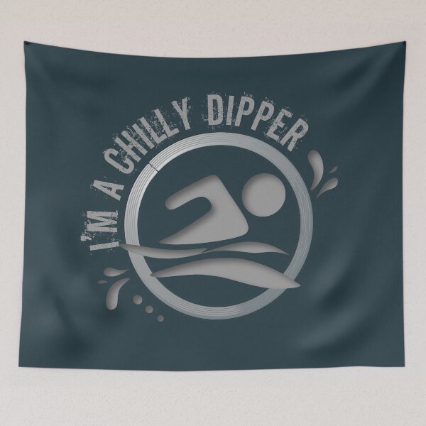 Item preview, Wild open water swimming, winter bathers and surfers.  Chilly Dipper for swimmer swim lovers. Caroline Laursen Original designed and sold by Caroline Laursen.