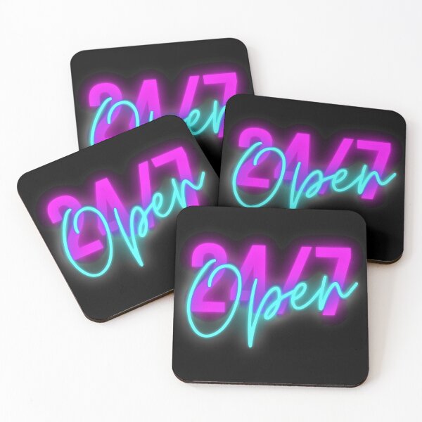 Item preview, Retro neon blue and purple open 24/7 sign 1980's designed and sold by hoober24.