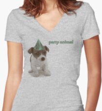 Party Animal Women's Fitted V-Neck T-Shirt