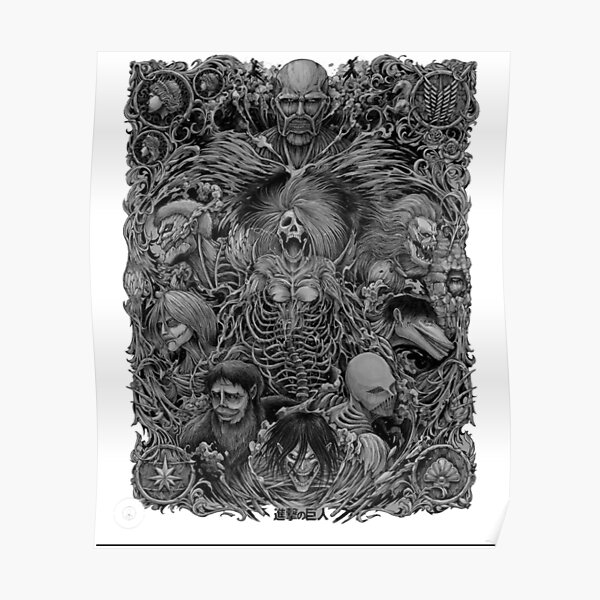 Attack On Titan Titans - Anime Design Poster