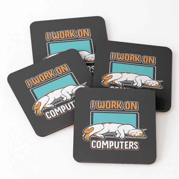Item preview, I Work On Computers Funny Cats Laptop Pet Programmer designed and sold by mydesigns15.