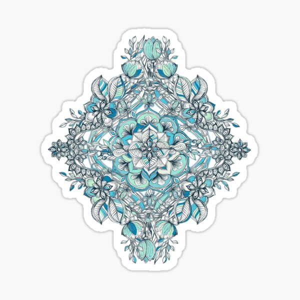 Vista previa del artículo con la obra «Doodle floral del diamante en trullo y turquesa», diseñado y vendido por micklyn.