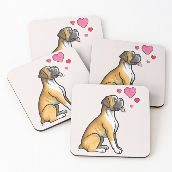 Boxer dog love Coasters (Set of 4)