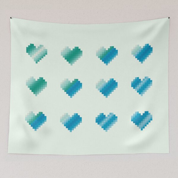 Item preview, 16 blue green pixel hearts designed and sold by greatnorris.