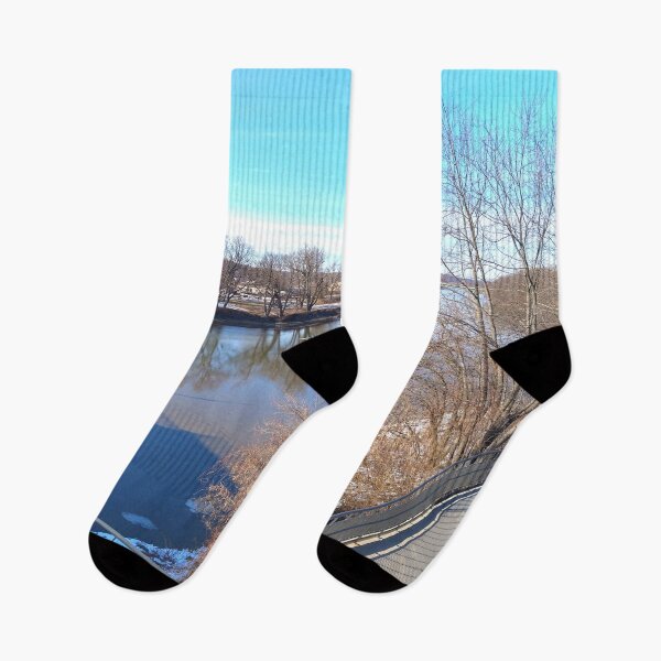 Item preview, River under a partly cloudy blue sky with trees on both banks designed and sold by Mothe3rd.