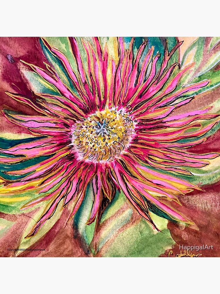 Pink Barbara Flower by HappigalArt