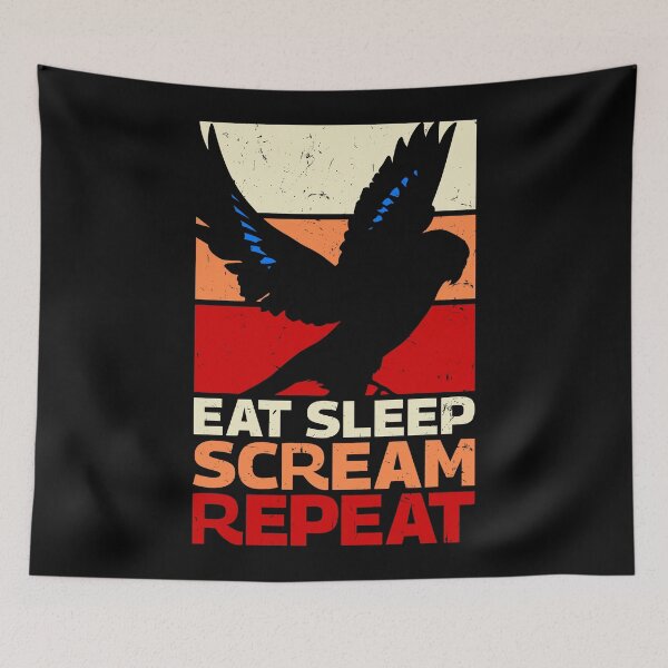 Item preview, Eat Sleep Scream Repeat Budgie Parrot Bird Meme designed and sold by Alienphysique.