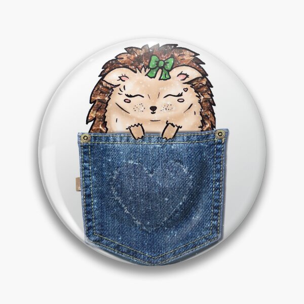 Item preview, Cute Hedgehog in a Denim Pocket Kawaii Fashion designed and sold by Jolly-Yosei.