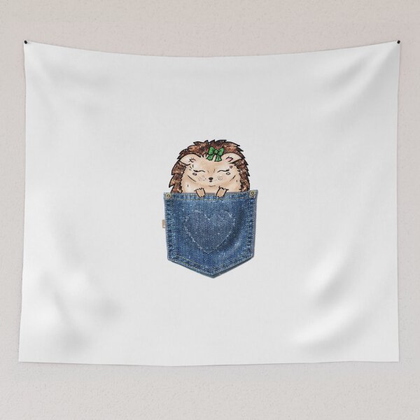 Item preview, Cute Hedgehog in a Denim Pocket Kawaii Fashion designed and sold by Jolly-Yosei.