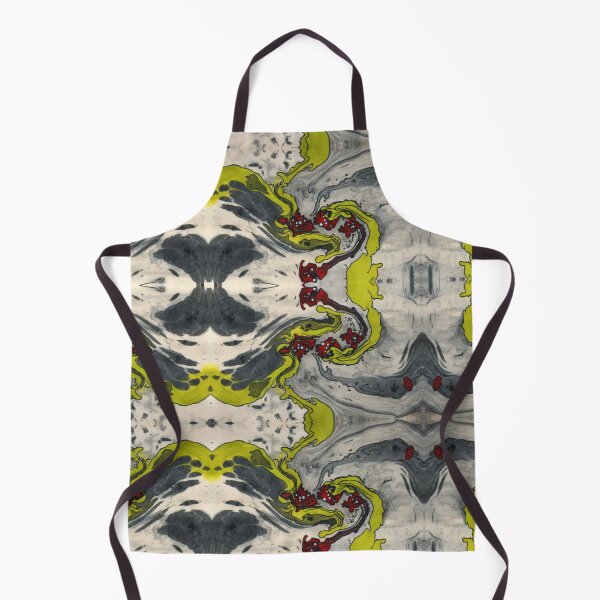 Item preview, Abstract Red Flower with Green Vine Suminagashi Print designed and sold by Akvauter.