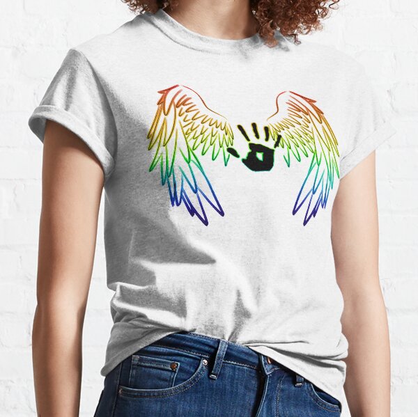 Übernatürlich: Regenbogen-Engelsflügel mit Handabdruck Classic T-Shirt