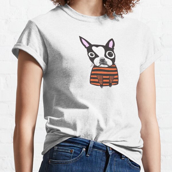 Boston Terrier Striped Classic T-Shirt