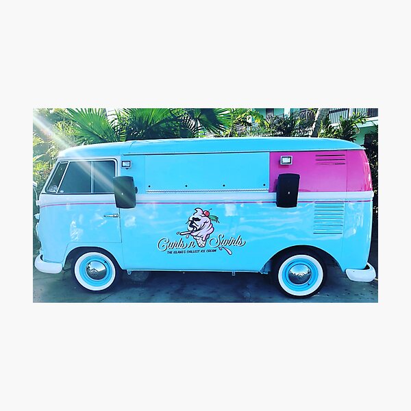 Pink & Blue Ice Cream Truck Photographic Print