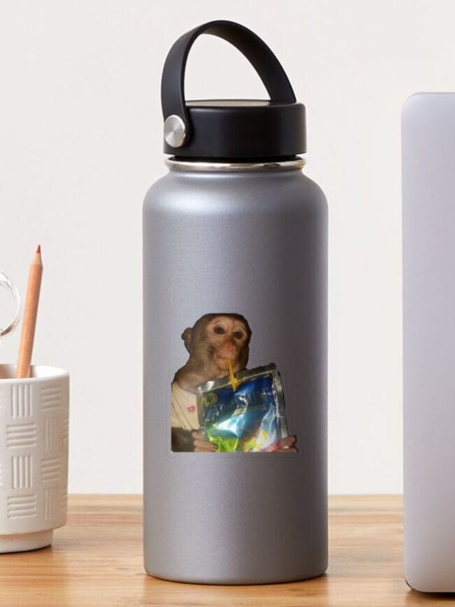 Monkey sipping caprisun meme | Photographic Print