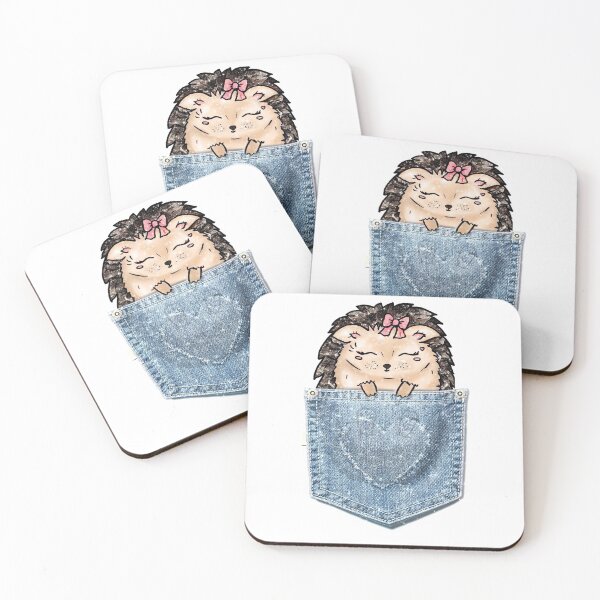 Item preview, Cute Pastel Hedgehog in a Denim Pocket Kawaii Fashion designed and sold by Jolly-Yosei.